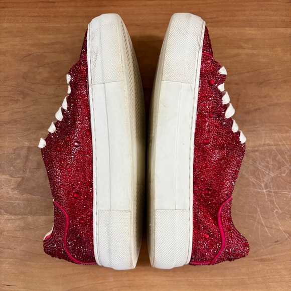 Blue by Betsey Johnson Sidny Red Rhinestone Embellished Platform Sneakers size 7 - Picture 9 of 16